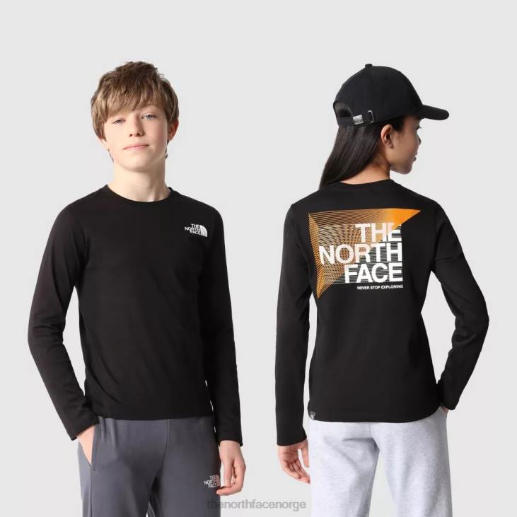 grafisk langermet t-skjorte for tenåringer V20J2043 svart The North Face