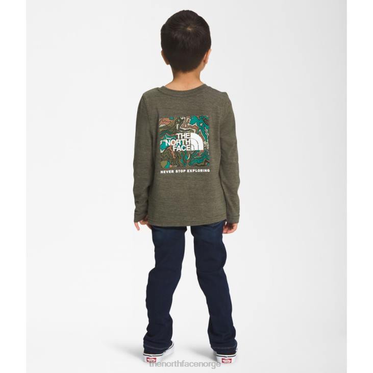 langermet tri-blanding grafisk t-skjorte for barn V20J5362 ny taupegrønn The North Face