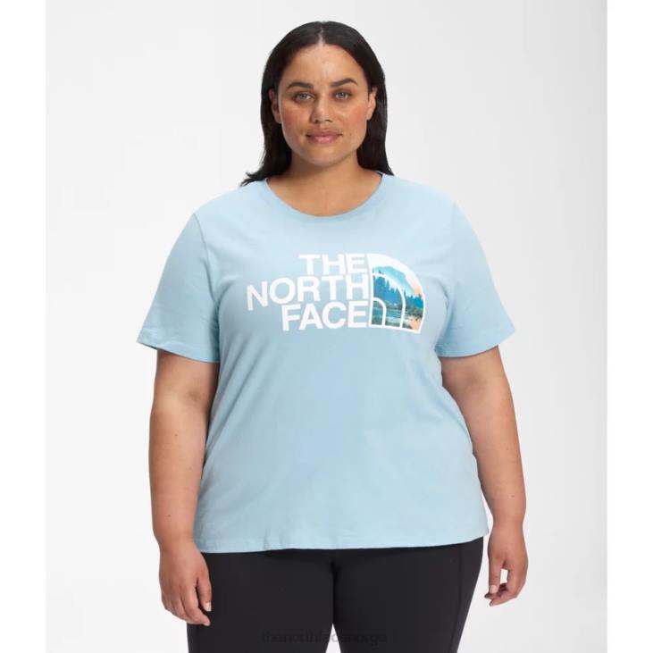 kvinner pluss kortermet halvkuppel bomullst-skjorte V20J4879 beta blå The North Face