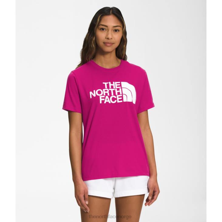 kvinner kortermet halvkuppel bomull t-skjorte V20J3467 fuschia rosa The North Face