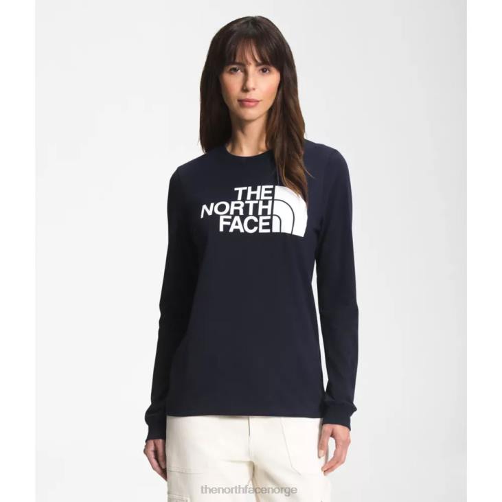 langermet halvkuppel t-skjorte for kvinner V20J4606 marinen The North Face