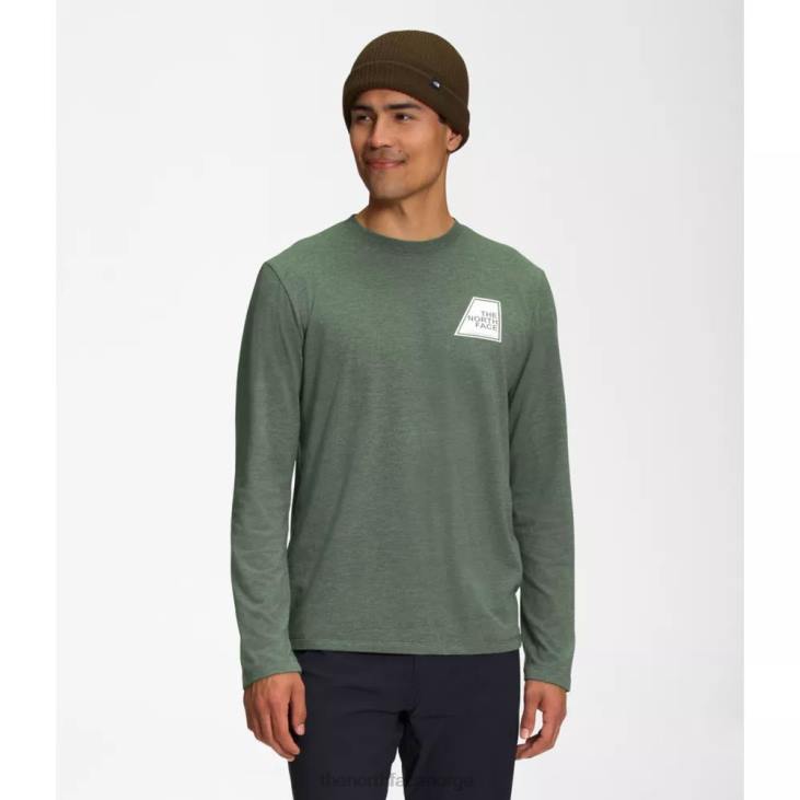 Langermet t-skjorte for menn i tri-blanding med logomerker V20J5534 timianlyng The North Face