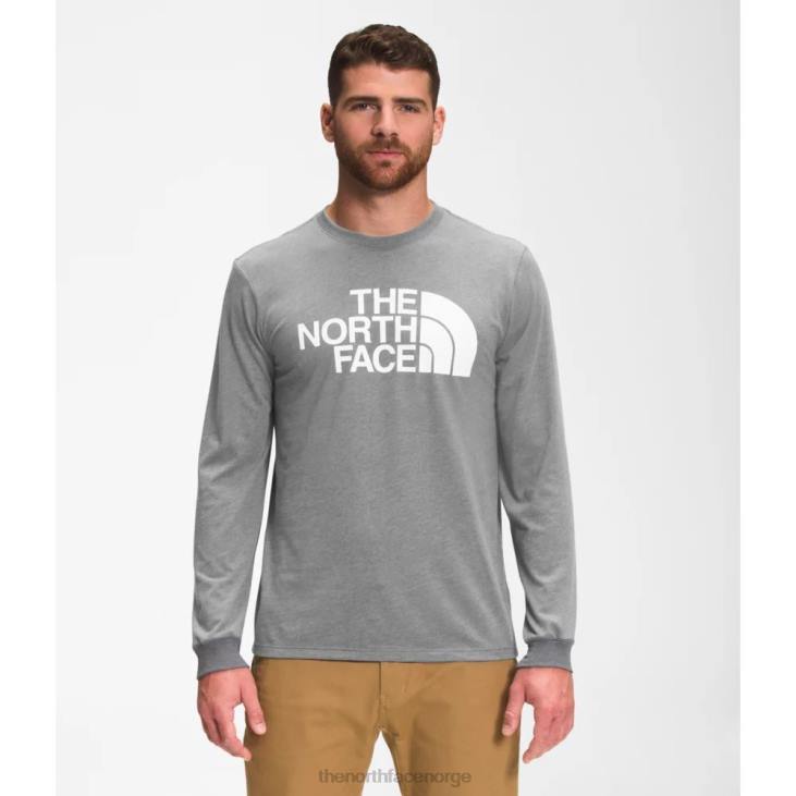 langermet halvkuppel t-skjorte for menn V20J3407 grå The North Face